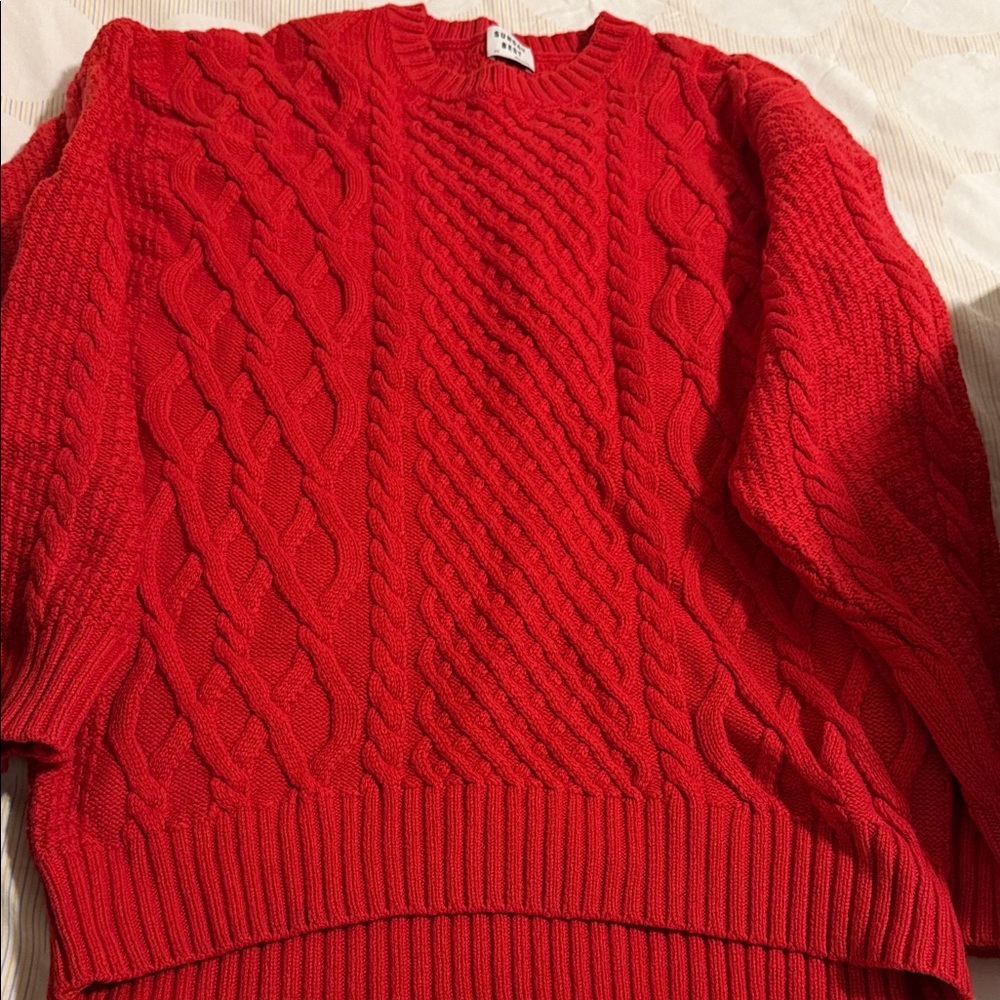 Aritzia Vibrant Red Cable Knit Sweater